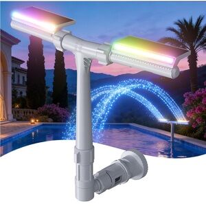 POOLHACKER Solar Pool Fountain with 10-Color LED Lights, Newly Refined Streamli